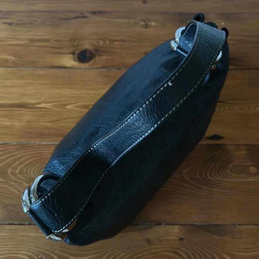 FURLA Black Pebbled Leather Hobo Bag